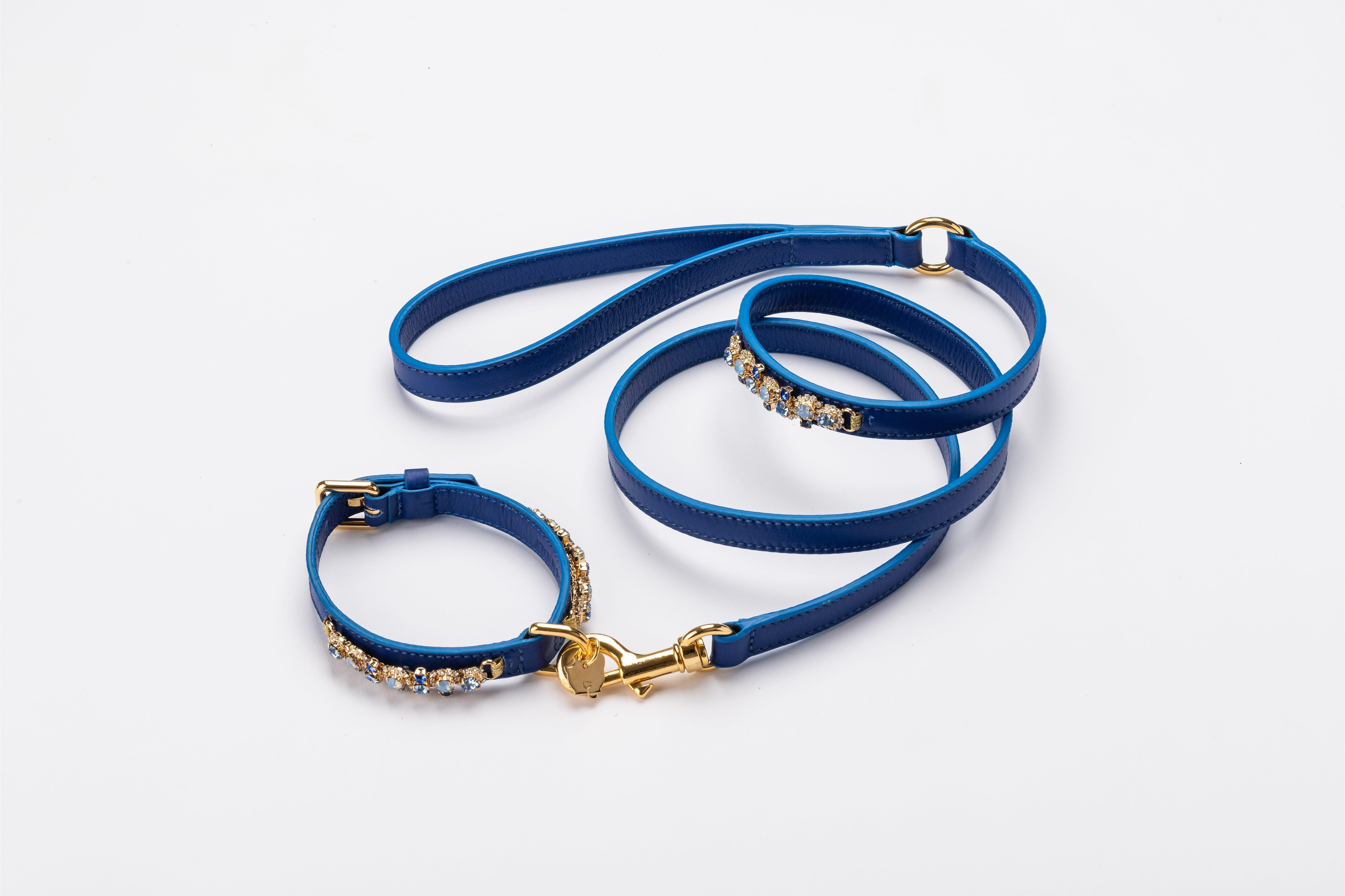 Darsena Blue Leather Dog Collar - capripet