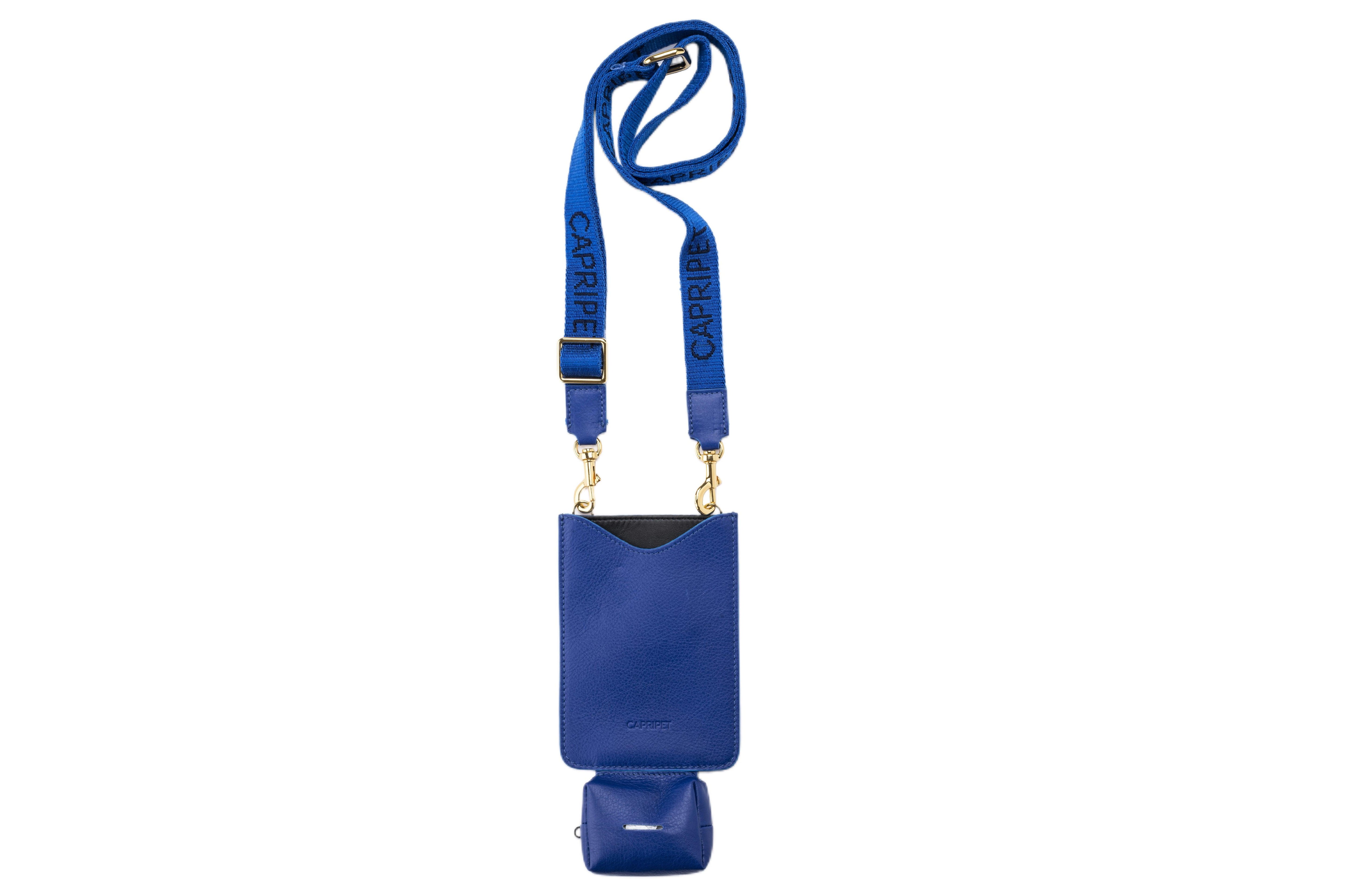 Darsena Blue Leather Dog Walking Bag - capripet
