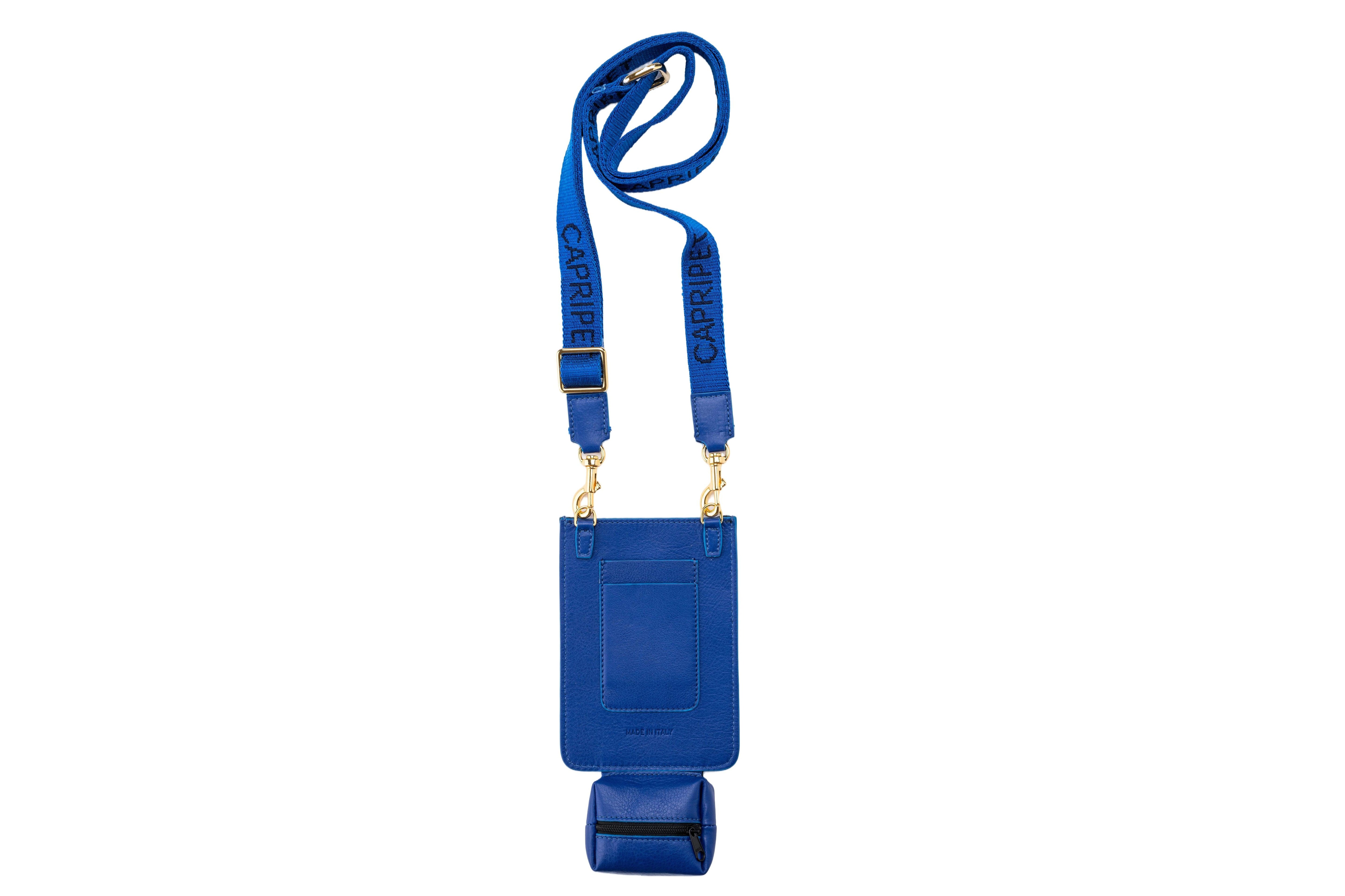 Darsena Blue Leather Dog Walking Bag - capripet