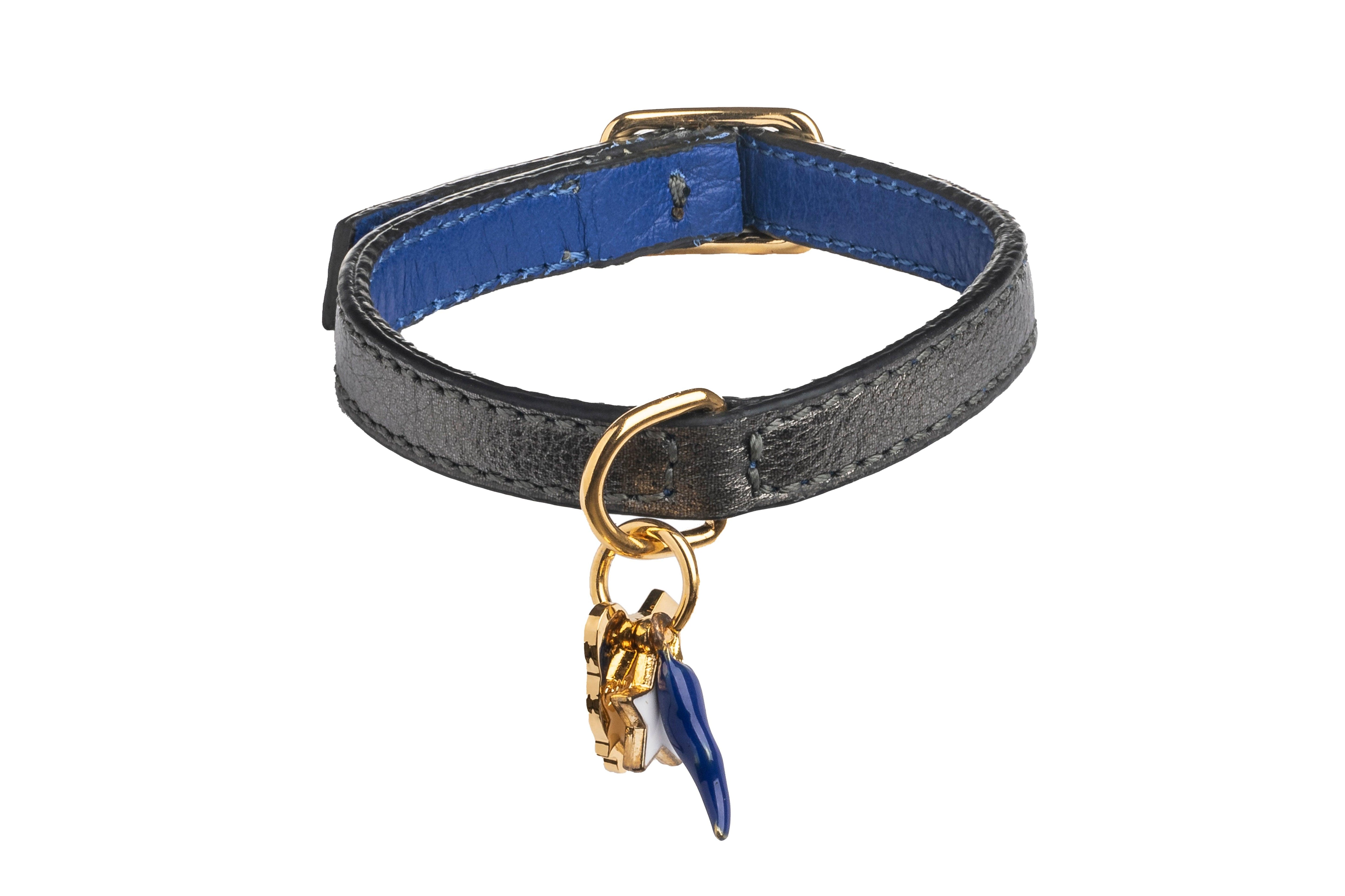 TIberio Metallic Grey Leather Bracelet - capripet