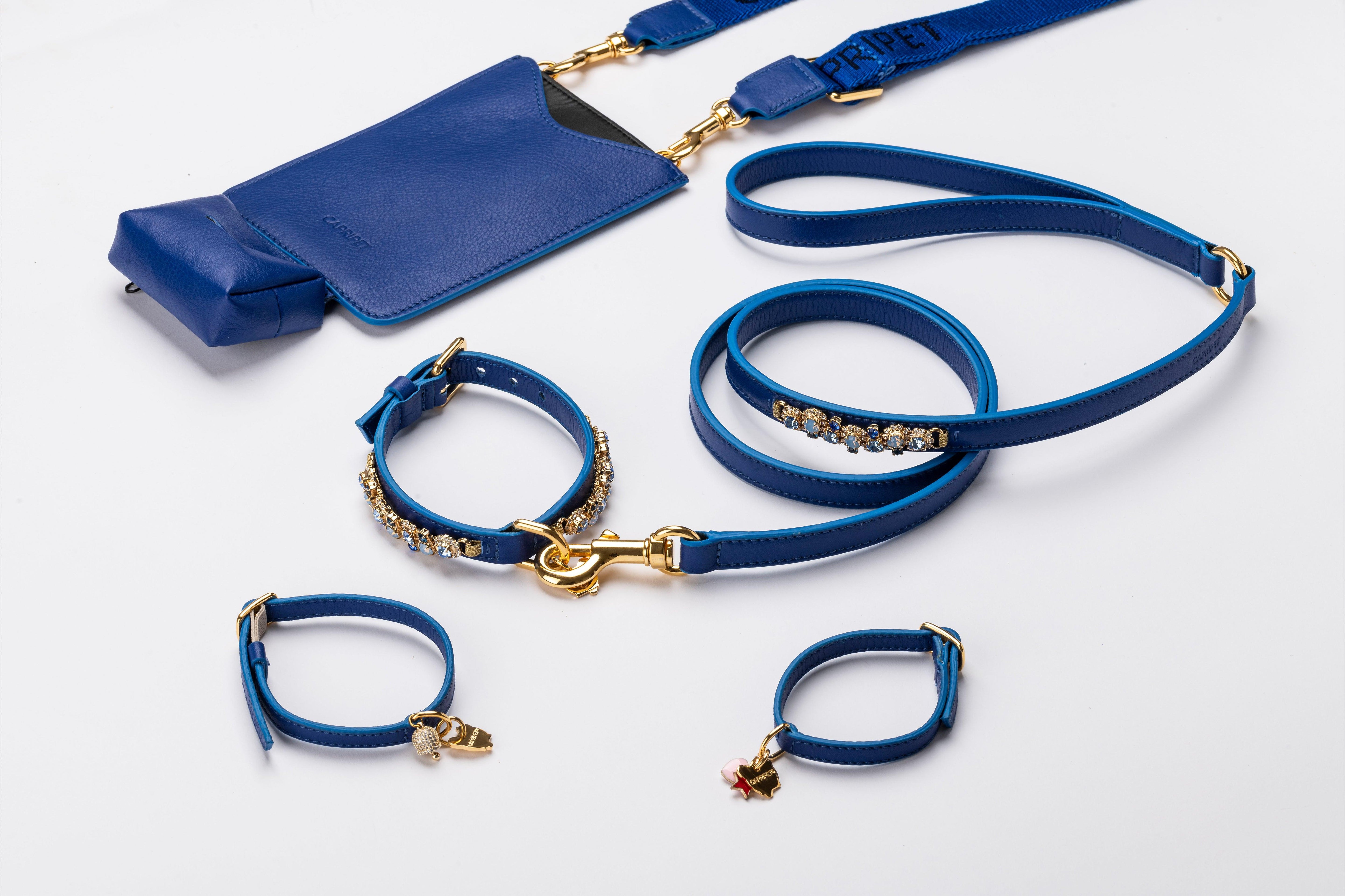 Darsena Blue Leather Cat Collar - capripet